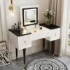 43.3" Modern Vanity Table Set With Flip-Up Mirror, LED Lights And Storage - ModernLuxe 2 43.3" Modern Vanity Table Set With Flip-Up Mirror, LED Lights And Storage - ModernLuxe -ModernLuxe GUEST 6d540f39 65d4 4d36 aca3 7cefa06d9e84