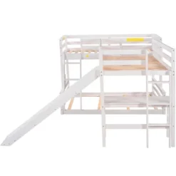 Twin Over Full Bunk Bed With Twin Size Loft Bed With Desk, Slide And Full Length Rail - ModernLuxe -ModernLuxe GUEST 6e46c6cf 72b4 40b2 b91f e8691a108d8c
