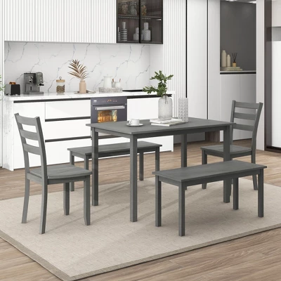 Farmhouse 5-piece Wooden Dining Set With 2 Dining Chairs And 2 Benches-ModernLuxe 15 Farmhouse 5-piece Wooden Dining Set With 2 Dining Chairs And 2 Benches-ModernLuxe - Image 13