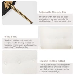 Modern Accent Chair With Golden Metal Legs, High Back Armchair In Teddy Short Plush Particle-ModernLuxe -ModernLuxe GUEST 6fd52863 46ac 46f1 81c5 b7e1e89349f8