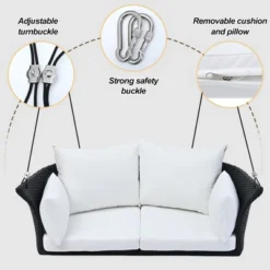 51.9" 2-Person Hanging Rattan Woven Swing Seat - ModernLuxe -ModernLuxe GUEST 7040e440 d276 4fe4 b9f2 1011444cc7e4