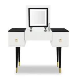 43.3" Modern Vanity Table Set With Flip-Up Mirror, LED Lights And Storage - ModernLuxe -ModernLuxe GUEST 70c3ba07 c25d 415e 81ee 5edc84db1fd6