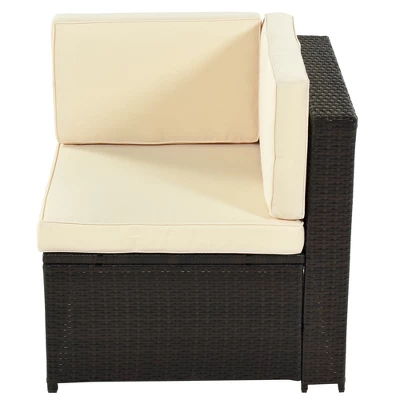 9-Piece Rattan Sectional Seating Group, Patio Conversation Set With Cushions And Ottoman-ModernLuxe 9 9-Piece Rattan Sectional Seating Group, Patio Conversation Set With Cushions And Ottoman-ModernLuxe - Image 7