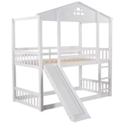 Twin Over Twin House Shaped Bunk Bed With Convertible Slide And Ladder-ModernLuxe -ModernLuxe GUEST 71289899 6f12 4411 ae94 2377cec115dc