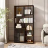 Multipurpose Bookshelf Storage Rack With Closed Storage Cabinets, Black + Brown - ModernLuxe -ModernLuxe GUEST 71c30d17 a075 4b09 9b78 8b4bf2d2e4ce