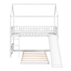 Twin Over Twin Bunk Bed, House Bed With Slide And Ladder-ModernLuxe -ModernLuxe GUEST 722549a8 ac91 43d8 8ac0 bb915c167574