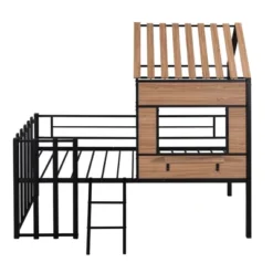 Metal Twin Size Loft Bed With Roof, Windows, Railing And Ladder - ModernLuxe -ModernLuxe GUEST 733f9e64 d522 4d2b af19 7d5d00001745
