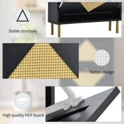 23.6" Rattan Modern Shoe Cabinet With 2 Flap Drawers - ModernLuxe -ModernLuxe GUEST 73544599 eb46 4f21 a0d1 839c48429960