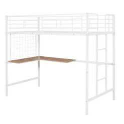 Twin Metal Loft Bed With Desk And Metal Grid - ModernLuxe -ModernLuxe GUEST 73fac074 4ba2 4fb5 99f8 5f67e0d62f21