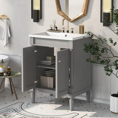 24" Bathroom Vanity With Top Sink And 2 Soft Close Doors - ModernLuxe 3 24" Bathroom Vanity With Top Sink And 2 Soft Close Doors - ModernLuxe