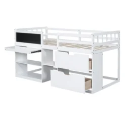 Twin Size Low Loft Bed With Rolling Desk, Shelves And Drawers - ModernLuxe -ModernLuxe GUEST 748c53a2 f360 473c ac97 e0ae97d642e5
