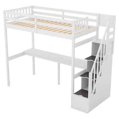 Twin Size Loft Bed With Storage Staircase And Built-in Desk-ModernLuxe 8 Twin Size Loft Bed With Storage Staircase And Built-in Desk-ModernLuxe - Image 6