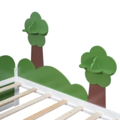 Twin Size Bed With Grass Hill And Trees Decor, White+Green - ModernLuxe -ModernLuxe GUEST 74fd380d 8d40 44ad affa 5f503bed5f30