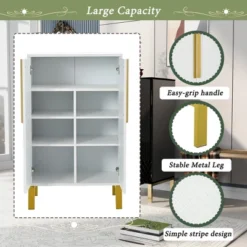 23.7" Freestanding Tipping Shoe Cabinet With Adjustable Shelves - ModernLuxe -ModernLuxe GUEST 750fcc82 12ac 4a07 b4ca 79dde6fe1306