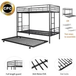 Twin Over Twin Metal Bunk Bed With Trundle Bed And Ladders-ModernLuxe -ModernLuxe GUEST 75268823 0a4c 4a3d a04b 92bf345da7c4
