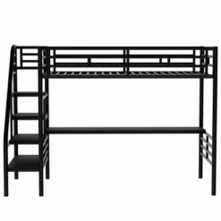 Metal Twin Size Loft Bed With Desk, Black - ModernLuxe -ModernLuxe GUEST 7555a741 32f2 48ed 8985 5c8fc9551a50