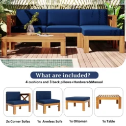 Outdoor Patio Wooden 5 Pieces Modular Sofa Set With Cushions - ModernLuxe -ModernLuxe GUEST 757199fd 9bf7 4456 9694 e326a0b5a67b