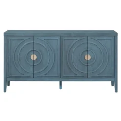Retro 60" Sideboard With Circular Groove Design And Round Metal Handle-ModernLuxe -ModernLuxe GUEST 75786e47 6637 42c2 8ac9 5b0d70a734eb