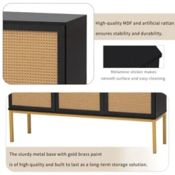 Sideboard With Faux Rattan Door And Metal Legs - ModernLuxe -ModernLuxe GUEST 75daa76a 30c1 4699 a3ba a64db24eb5f4