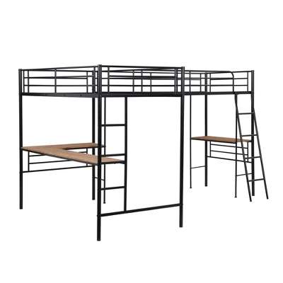 Metal Twin Size Loft Bed With Two Built-in Desks, Black - ModernLuxe 9 Metal Twin Size Loft Bed With Two Built-in Desks, Black - ModernLuxe - Image 7