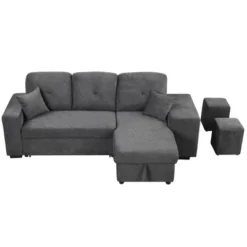 95" Pull Out Sleeper Sofa, Reversible L-Shape Sectional Couch With Storage Chaise And 2 Stools-ModernLuxe -ModernLuxe GUEST 76acb965 b01e 462f 9d0d 1ae1c750be0f
