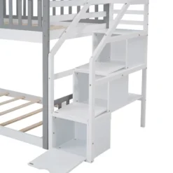 House Shape Twin-Over-Twin Double Bunk Bed With Storage Stairs - ModernLuxe -ModernLuxe GUEST 76bd7751 2580 46f3 8a51 4c43eceda82d