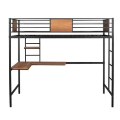 Twin Metal Loft Bed With Desk And Shelve - ModernLuxe -ModernLuxe GUEST 76c35cb6 2e03 40d5 b191 6609967a141e