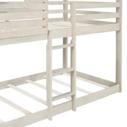 Twin Over Twin Wooden Bunk Bed With Roof, Window, Guardrail And Ladder - ModernLuxe -ModernLuxe GUEST 76f57050 ecb1 432a a83c a6780eccfc14