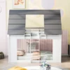 Twin Over Twin Wood House Bunk Bed With Roof And Built-in Ladder, White-ModernLuxe -ModernLuxe GUEST 7762f5ce 66d0 449f b049 ef1ff16ba64a