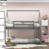 Twin Over Twin House Shaped Bunk Bed With Ladder And Guardrail-ModernLuxe -ModernLuxe GUEST 77677691 ab83 43a5 90fd 0bc83f60c4a1