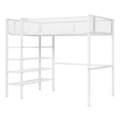 Metal Twin Size Loft Bed With 4 Shelves And Storage - ModernLuxe 15 Metal Twin Size Loft Bed With 4 Shelves And Storage - ModernLuxe -ModernLuxe GUEST 77831069 62bb 4be5 9c3e fc38f1585d85