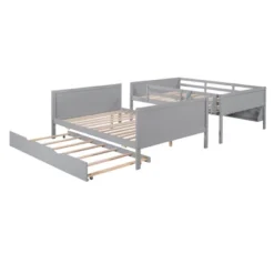 Separable Full-Over-Full Bunk Bed With Twin Size Trundle And Bookshelf - ModernLuxe -ModernLuxe GUEST 78a537fe 551d 440f a6eb a792ee04cf59