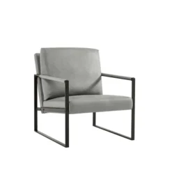 PU Leather Metal Frame Armchair With Non-slip Adsorption Feet And Back Cushion - ModernLuxe -ModernLuxe GUEST 790e1b72 2030 47f8 8ef4 987fa1177fc5