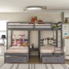 Full Over Twin & Twin Bunk Bed, Gray - ModernLuxe -ModernLuxe GUEST 79b7c013 7d50 4adf bc02 4059ce6bb4d7