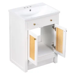 24" Bathroom Vanity With Single Undermount Sink, Combo Storage Cabinet With Pull-out Footrest White-ModernLuxe -ModernLuxe GUEST 79ef0533 1fd4 4e19 96db 2d74c05b6213