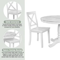 5-Piece Solid Wood Dining Table And Chairs Set, White - ModernLuxe -ModernLuxe GUEST 7a8e22ed f03d 42c8 9d26 2a81a4ca7af4