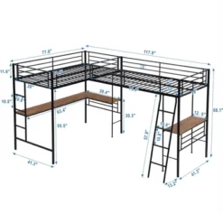 Metal Twin Size Loft Bed With Two Built-in Desks, Black - ModernLuxe 15 Metal Twin Size Loft Bed With Two Built-in Desks, Black - ModernLuxe -ModernLuxe GUEST 7ad54581 29e6 4446 870d f2c35945be68