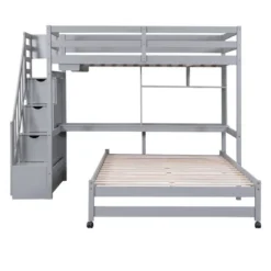 Twin Over Full Bunk Bed With Storage Stairs, Desk, Shelves And Hanger - ModernLuxe -ModernLuxe GUEST 7bbb6a23 d445 485b be50 32110cf6b35e