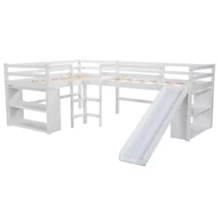 Twin Size L-Shaped Loft Bed With Movable Two-Tier Shelves And Slide - ModernLuxe -ModernLuxe GUEST 7c9ce829 dc63 478c ba51 e5008b4a8c6f