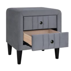 Velvet Upholstered Wooden Nightstand, Bedside Table With 2 Drawers-ModernLuxe -ModernLuxe GUEST 7d00ffaa 486d 4216 8408 577cd4f2b8dc