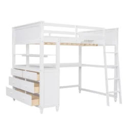 Full Size Wooden Loft Bed With Drawers, Shelves And Desk - ModernLuxe 14 Full Size Wooden Loft Bed With Drawers, Shelves And Desk - ModernLuxe -ModernLuxe GUEST 7d0703e5 ebad 4f5a b09b 7337f4ff2320