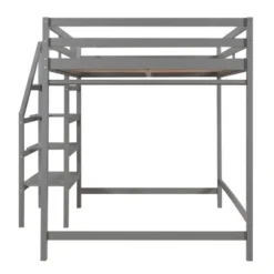 Full Size Loft Bed With Staircase And Safety Guardrails Gray/White-ModernLuxe 24 Full Size Loft Bed With Staircase And Safety Guardrails Gray/White-ModernLuxe -ModernLuxe GUEST 7dcbda4b f402 4598 a215 b3e560119308