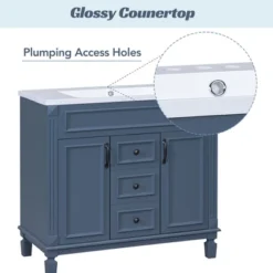36" Bathroom Vanity With Top Sink, 2 Soft Close Doors And 2 Drawers, Royal Blue - ModernLuxe -ModernLuxe GUEST 7dfb4f67 0872 4d73 a845 3ceac8c257fd