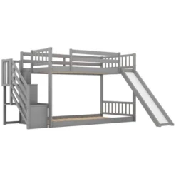 Twin Over Twin Bunk Bed With Convertible Slide And Stairway-ModernLuxe -ModernLuxe GUEST 7e407644 80aa 4ce3 b50c 491cde36b66a