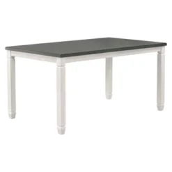 7-Piece Wooden Dining Table Set With 1 Dining Table And 6 Upholstered Chairs With Shaped Legs, Gray+White - ModernLuxe -ModernLuxe GUEST 7eb9d23a 0480 4cea b1d7 0121c45cb147