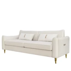80.3" Modern Velvet Tufted Sofa With 2 Pillows And Gold Legs - ModernLuxe -ModernLuxe GUEST 7f9ae1cb 6190 4322 b123 aef547d7ff6f