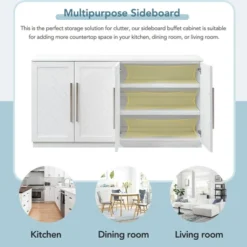 60" Storage Buffet Sideboard With Adjustable Shelves And Silver Handles - ModernLuxe -ModernLuxe GUEST 7fa2b6f3 bd11 4042 bfb0 95ed869486f3