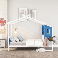 Full Size Platform Bed With Built-in Desk, Two Drawers And Individual Pen Storage - ModernLuxe