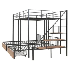 Full Over Twin-Twin Triple Bunk Bed With Drawers And Staircase - ModernLuxe -ModernLuxe GUEST 7feccad3 53d8 4131 821d 95ac503b6e83