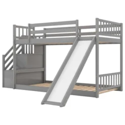 Twin Over Twin Bunk Bed With Convertible Slide And Stairway-ModernLuxe -ModernLuxe GUEST 806f9b36 bd6d 4988 8d1d 5ad54789d743